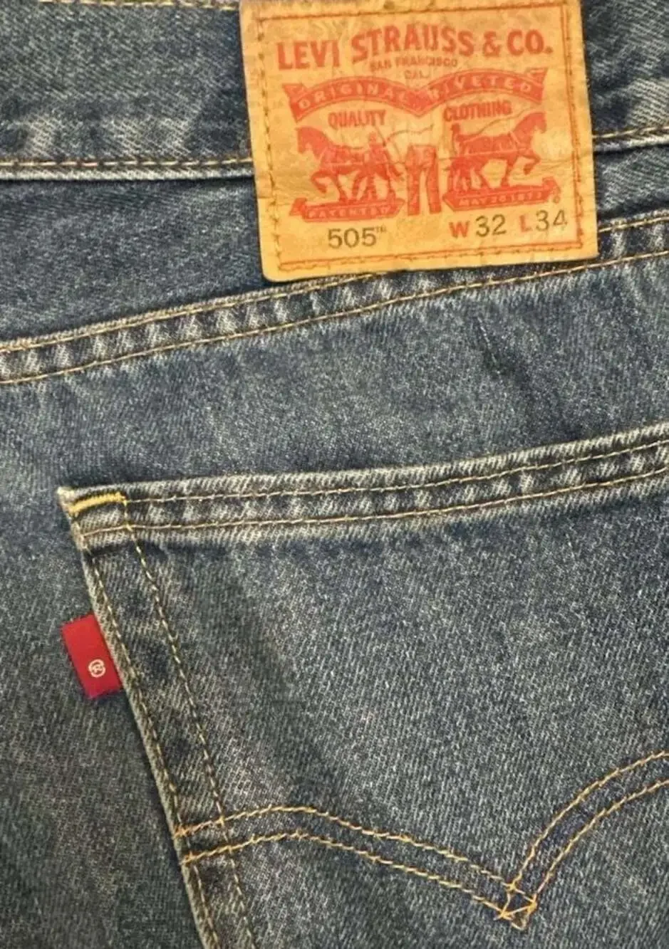 Levi's 505 Men's Regular Fit Straight Leg Jeans W32 L34 Medium Stonewash 2022
